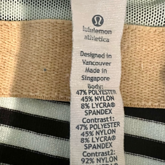 Lululemon Mint green/black stripe sports tank w/shelf bra Size 10 - Picture 6 of 6